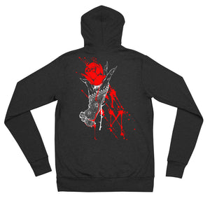 Lady hand with rose and runes Unisex zip hoodie